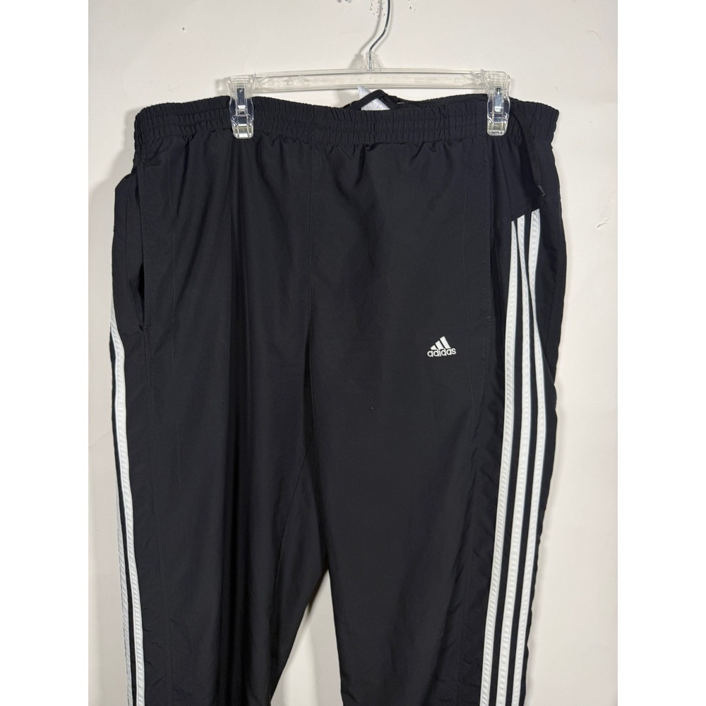 Adidas Mens Climalite Wind Pants Black White Stripe Zipper Cuff Size Large - Picture 2 of 8